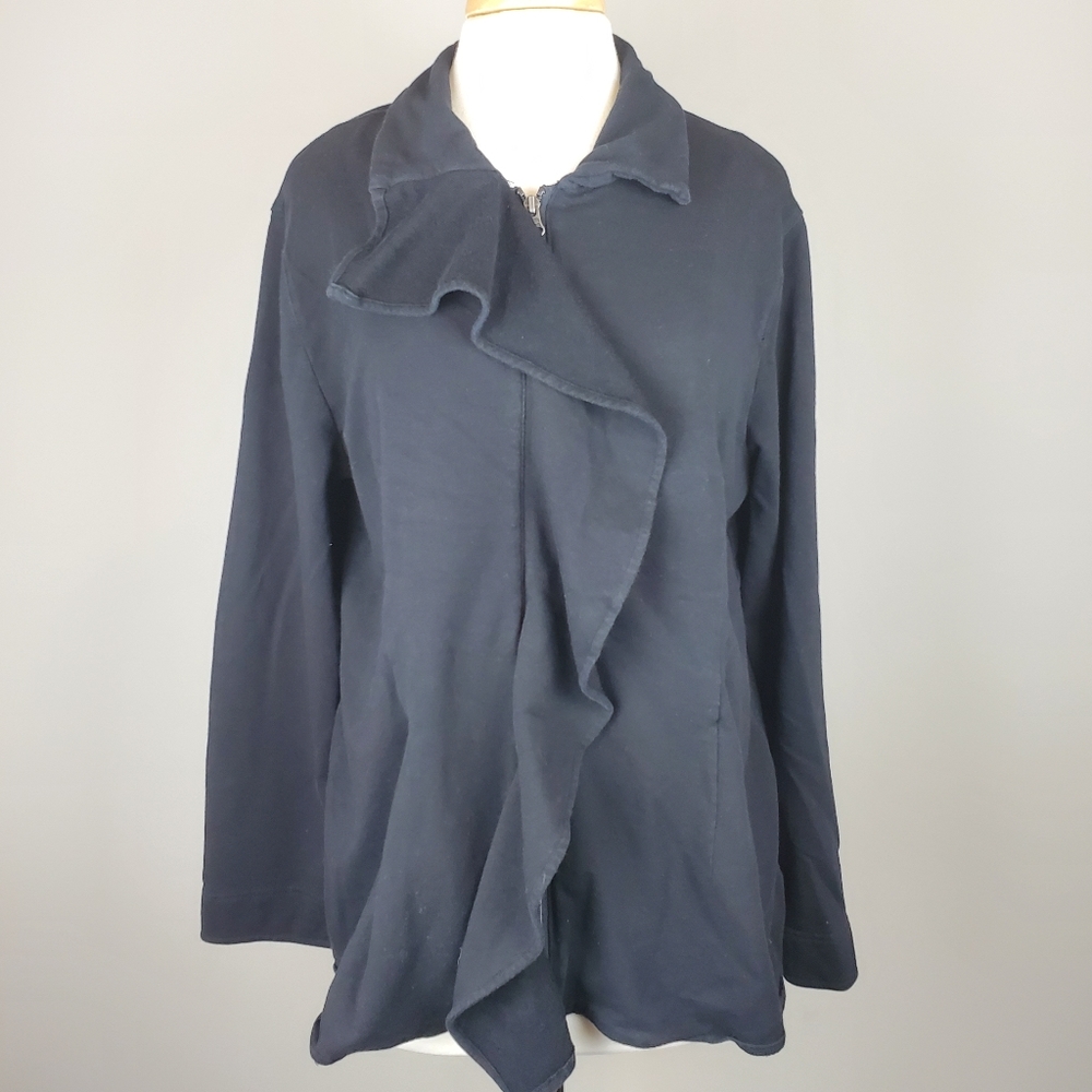 Coldwater Creek Full Zip Ruffle Top